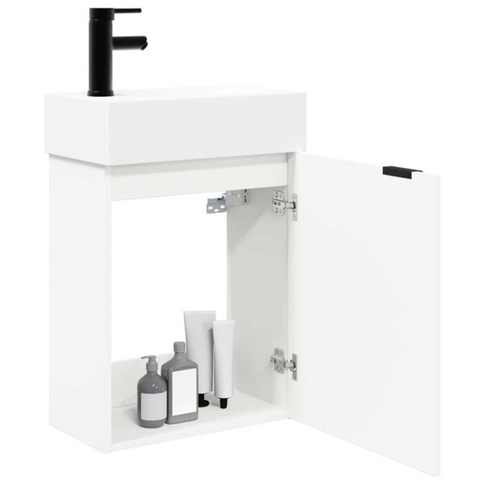 Meuble de salle de bain blanc avec lavabo et robinet - 35% de remise