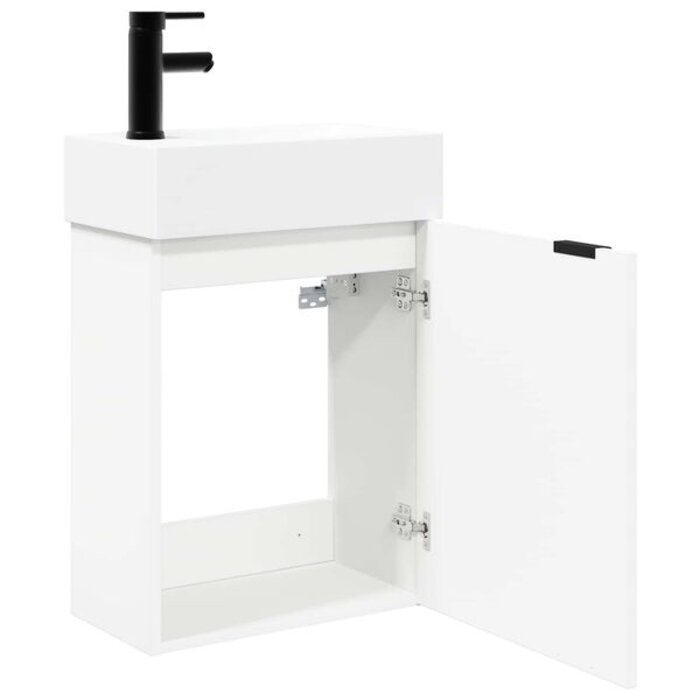 Meuble de salle de bain blanc avec lavabo et robinet - 35% de remise
