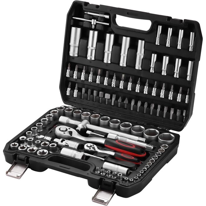 Coffret de douilles 108 pièces acier chrome-vanadium noir - 33% de remise