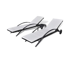 Vidaxl Ensemble 2 bains de soleil avec table rotin noir - 47% de remise