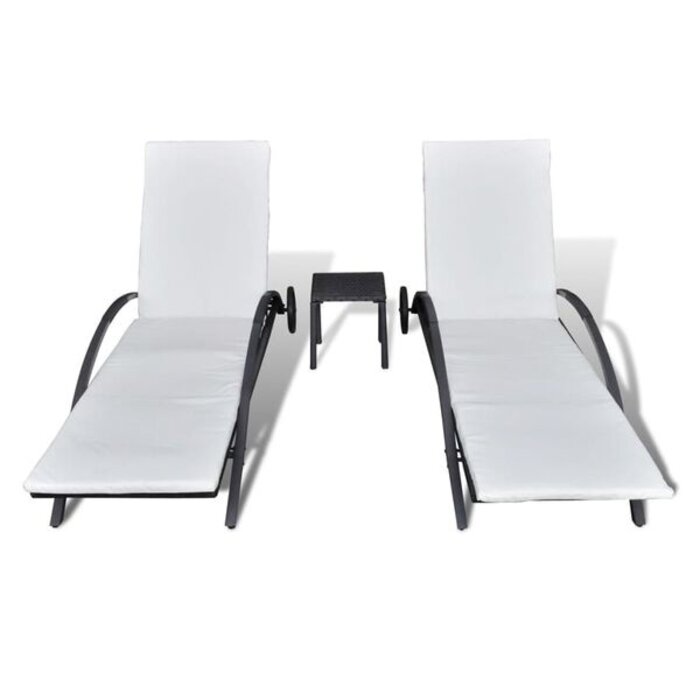 Ensemble 2 bains de soleil avec table rotin noir - 35% de remise