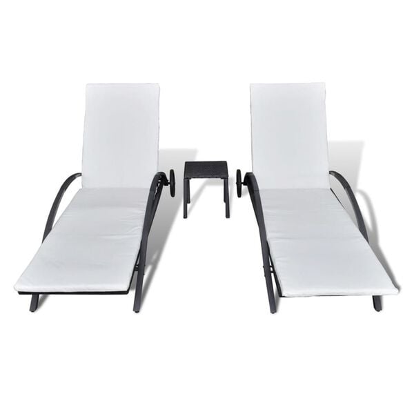 Ensemble 2 bains de soleil avec table rotin noir - 35% de remise