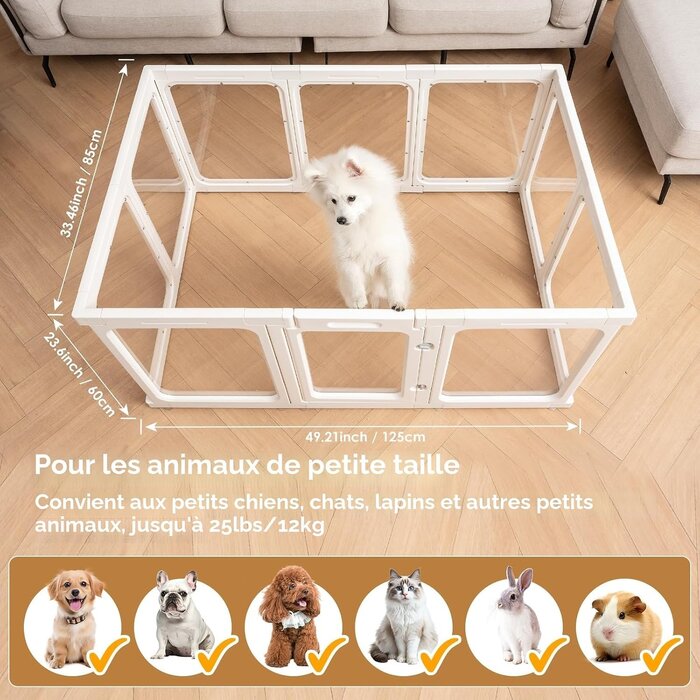 Parc pour chien blanc 60 cm - 10 panneaux - 30% de remise