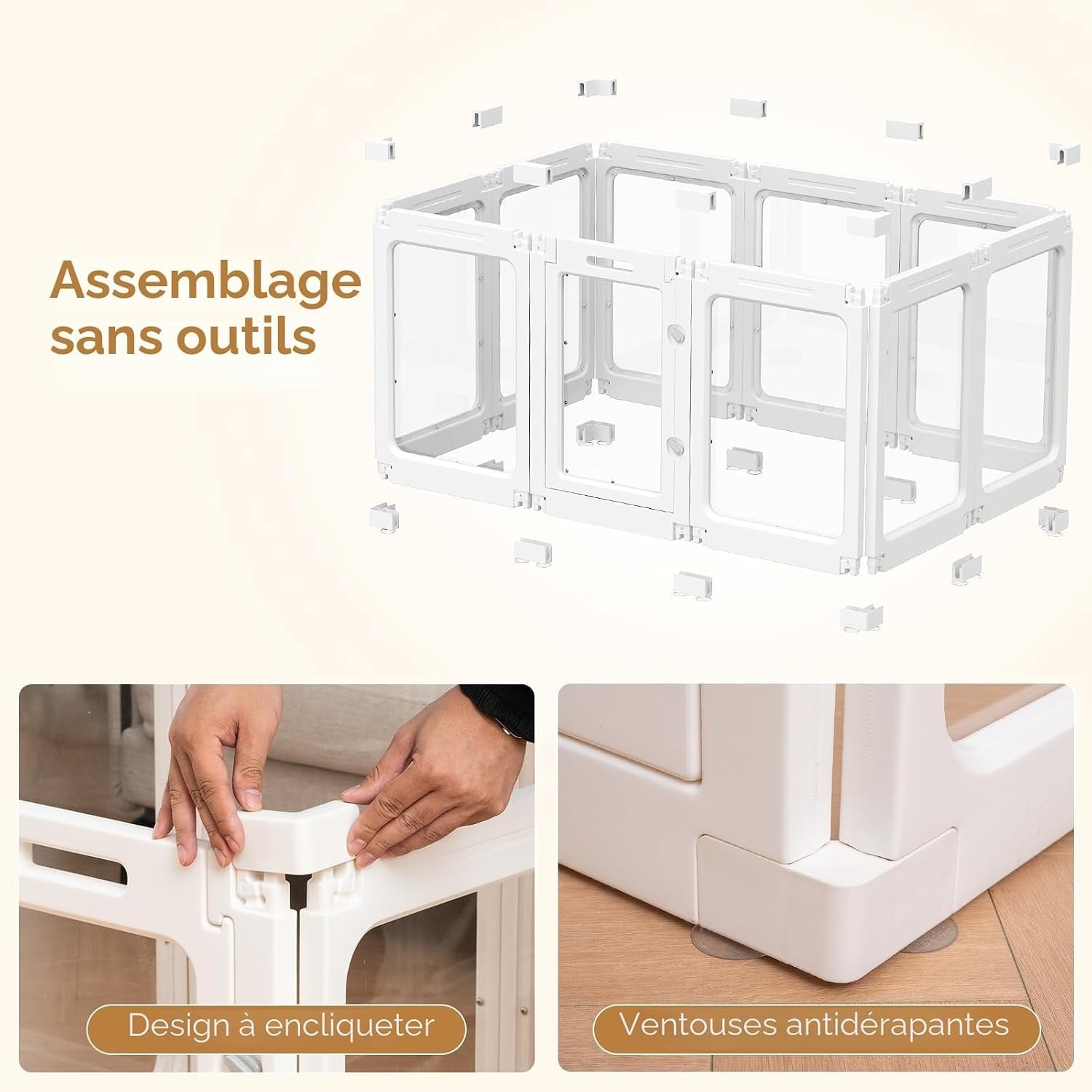 Parc pour chien blanc 60 cm - 10 panneaux - 30% de remise