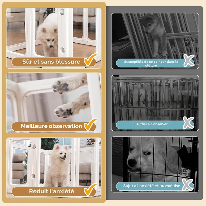 Parc pour chien blanc 60 cm - 10 panneaux - 30% de remise