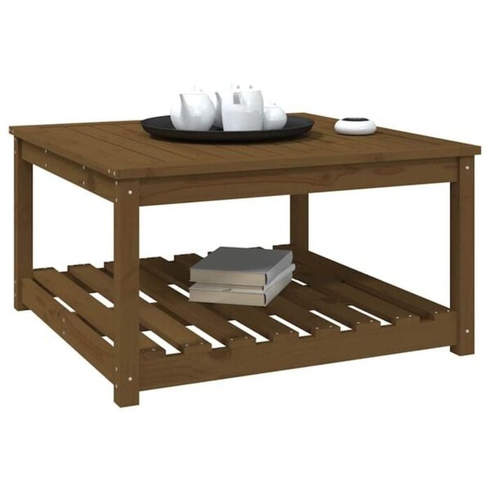 Table de jardin en pin massif miel 82,5x82,5x45 cm - 34% de remise