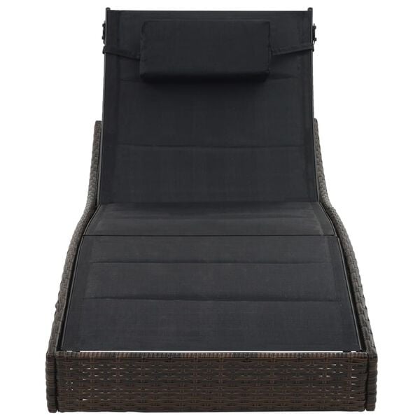 Bain de soleil en rotin et textilène marron - 34% de remise