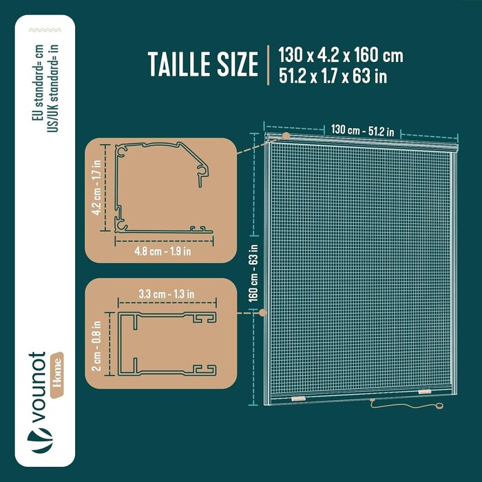 Moustiquaire enrouleur 130x160cm wit grijs L - 32% de remise