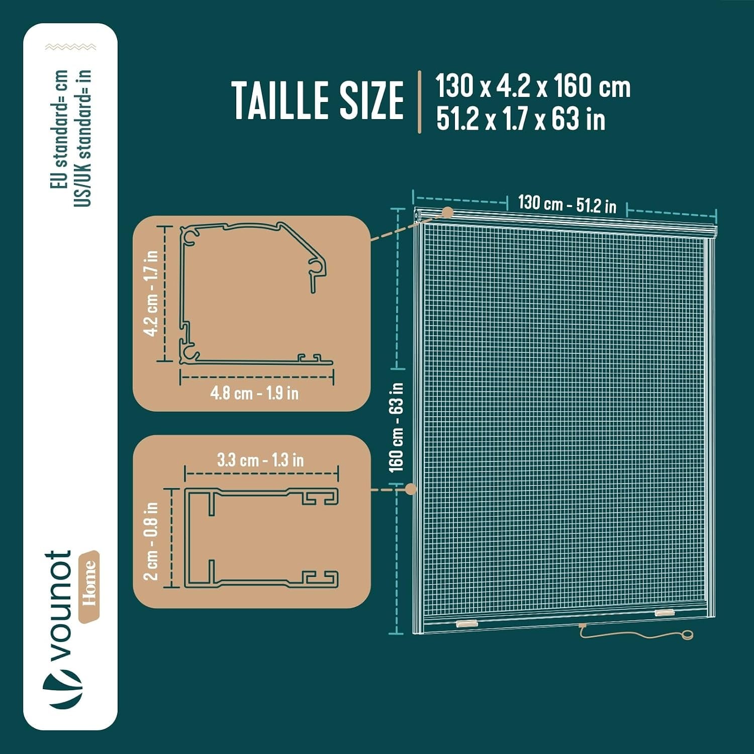 Moustiquaire enrouleur 130x160cm wit grijs L - 32% de remise