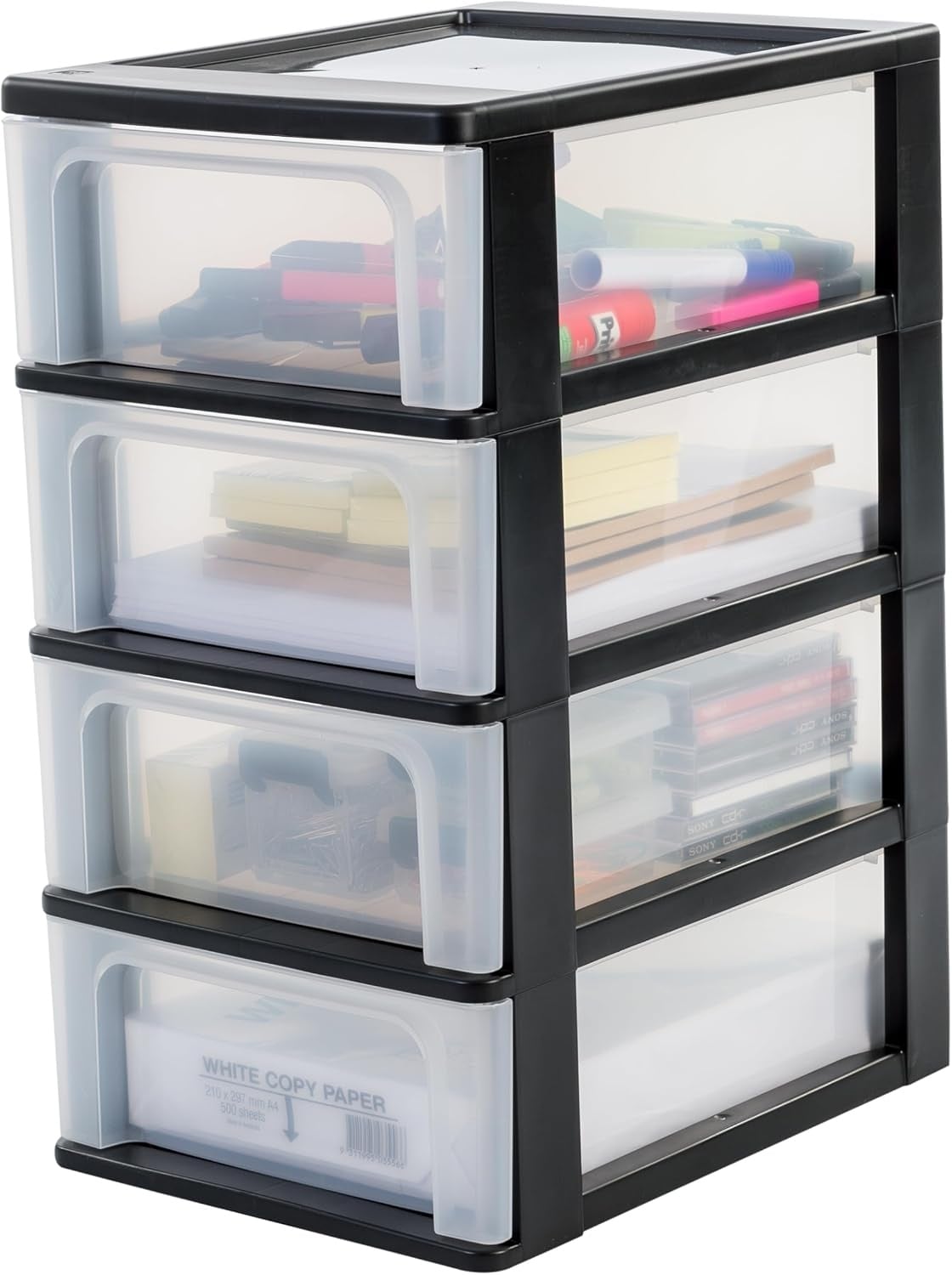 Tour de rangement 10 tiroirs A4 Gris transparent Taille S - 33% de remise
