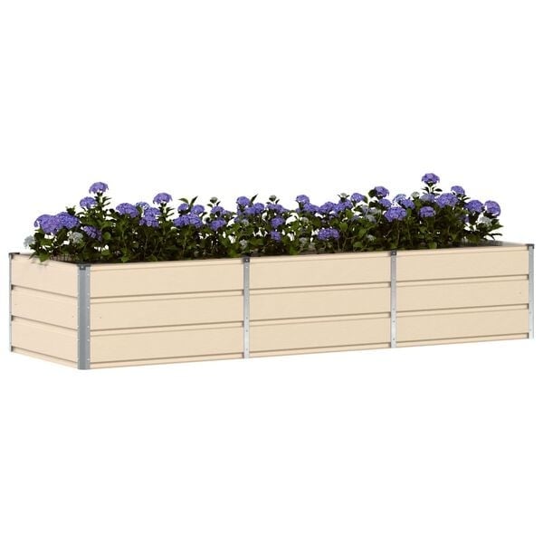 Bac à fleurs en acier ivoire 240 x 80 x 45 cm - 33% de remise