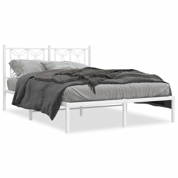 Cadre de lit en acier blanc 140x190 cm - 34% de remise