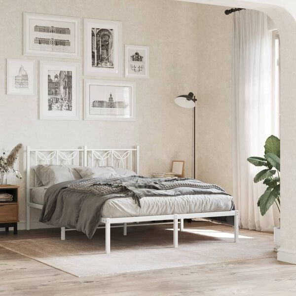 Cadre de lit en acier blanc 140x190 cm - 34% de remise