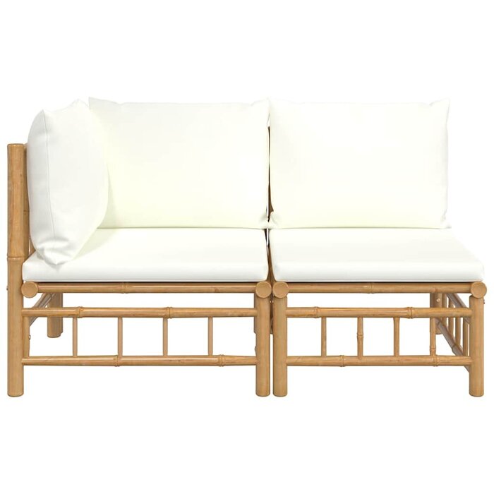 Ensemble salon de jardin 2 pièces bambou blanc crème - 35% de remise