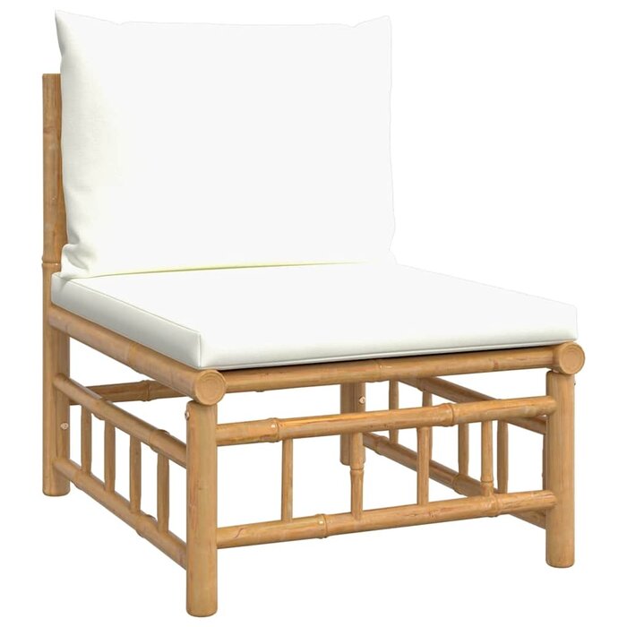 Ensemble salon de jardin 2 pièces bambou blanc crème - 35% de remise