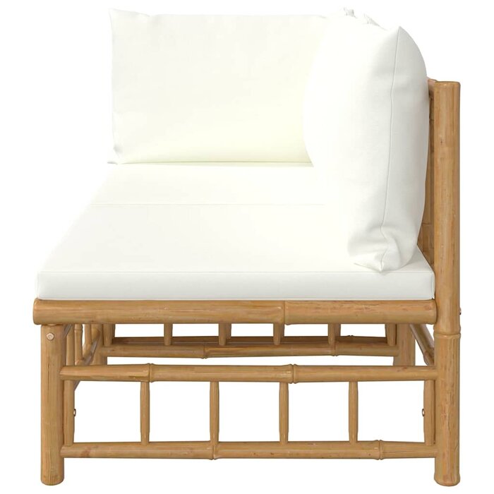 Ensemble salon de jardin 2 pièces bambou blanc crème - 35% de remise