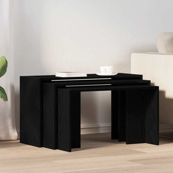 Set de 3 tables gigognes en bois noir - 34% de remise