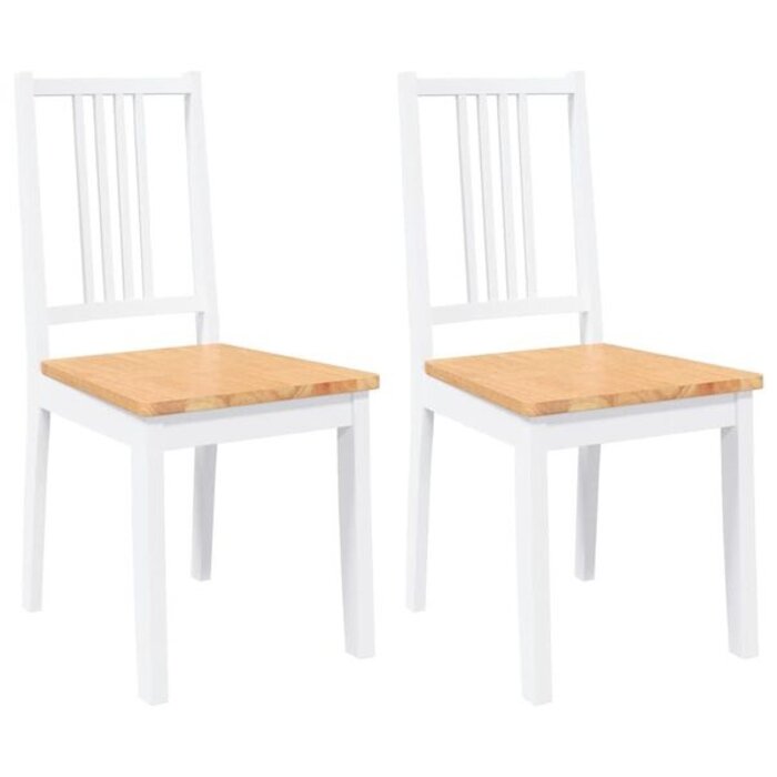 Lot de 2 chaises en bois d'hévéa massif, blanc et naturel - 34% de remise