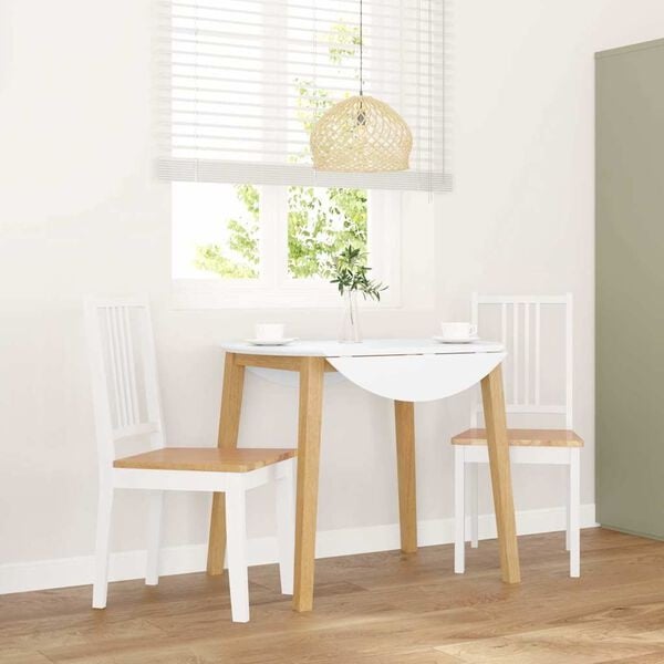 Lot de 2 chaises en bois d'hévéa massif, blanc et naturel - 34% de remise