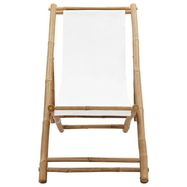 Chaise de terrasse en bambou et toile blanche - 33% de remise