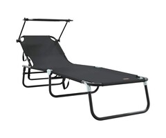 Vidaxl Bain de soleil pliable noir 190 cm - 44% de remise