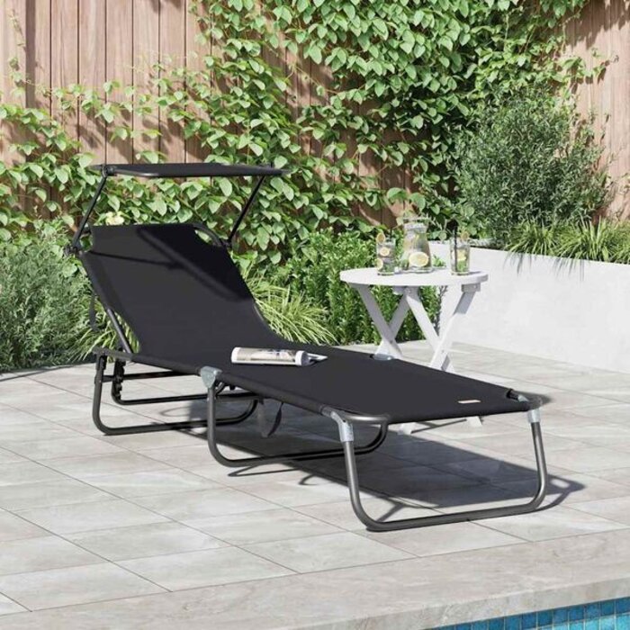 Bain de soleil pliable noir 190 cm - 33% de remise