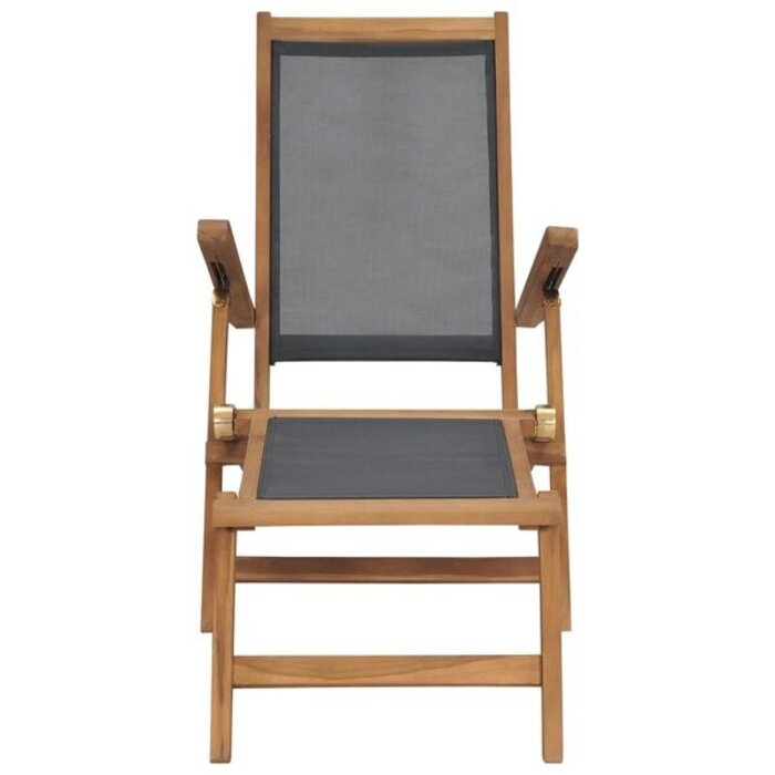 Chaise longue en teck massif noir avec repose-pieds - 34% de remise