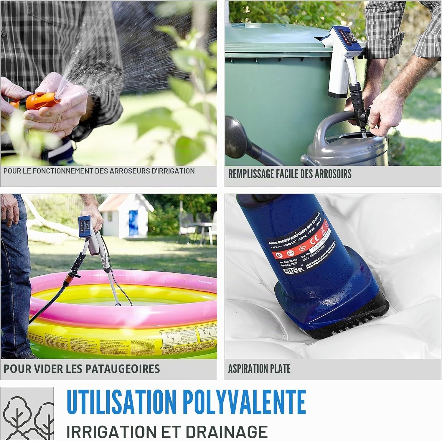 Pompe d'arrosage sans fil 12V 1500 l/h - 33% de remise