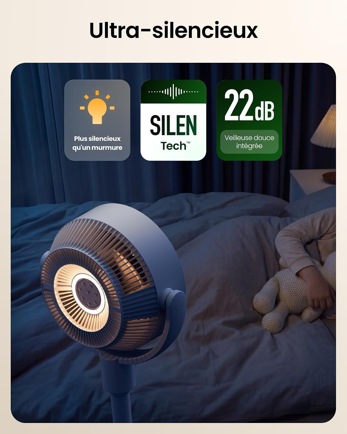Ventilateur intelligent RGB blanc et beige - 34% de remise
