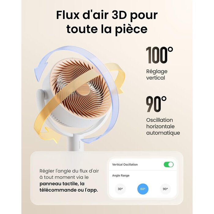 Ventilateur intelligent RGB blanc et beige - 34% de remise