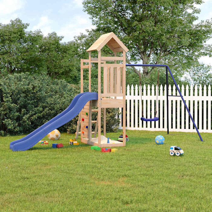 Aire de jeux avec toboggan et balançoire bleu - 34% de remise