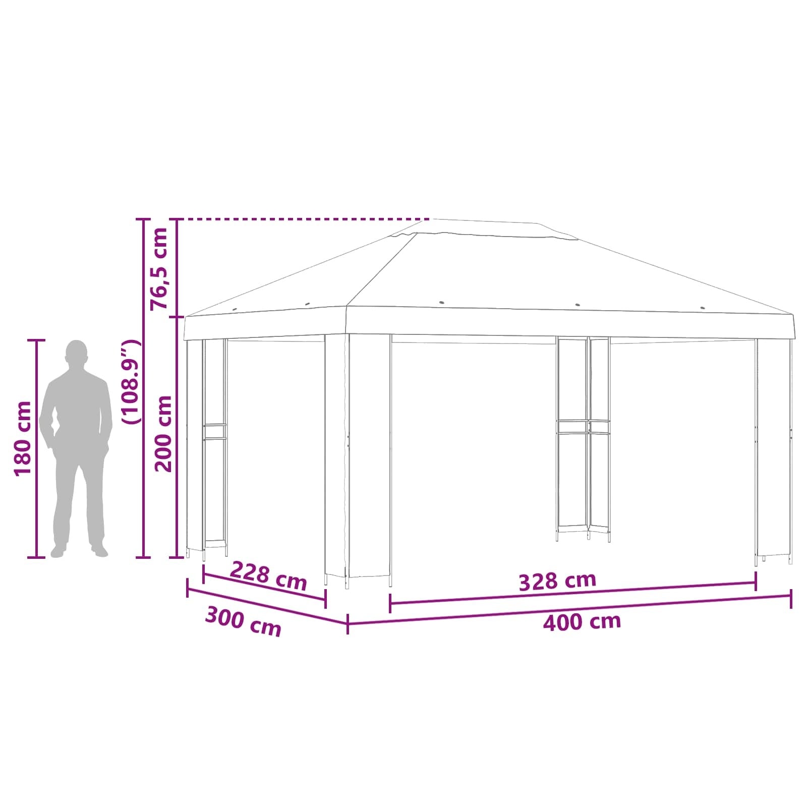 Pavillon de jardin 4 x 3 m Beige - 35% de remise