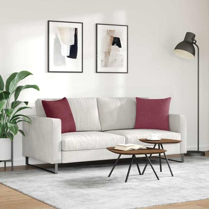 Lot de 2 coussins rouge vin 45x45cm - 31% de remise