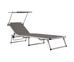 Vidaxl Bain de soleil pliable avec toit - Gris - 38% de remise