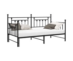 Vidaxl Lit de repos en acier noir 90x190 cm - 50% de remise
