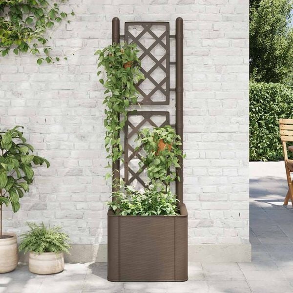 Jardinière haute avec treillis - 34% de remise - 43 x 43 x 142 cm - Moka