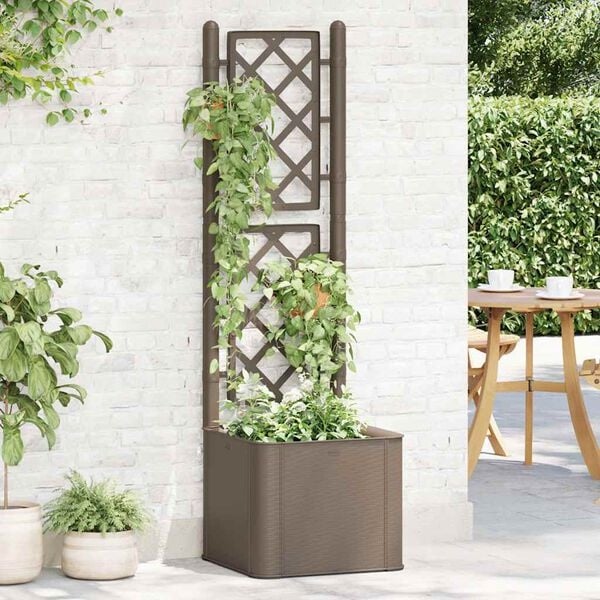 Jardinière haute avec treillis - 34% de remise - 43 x 43 x 142 cm - Moka