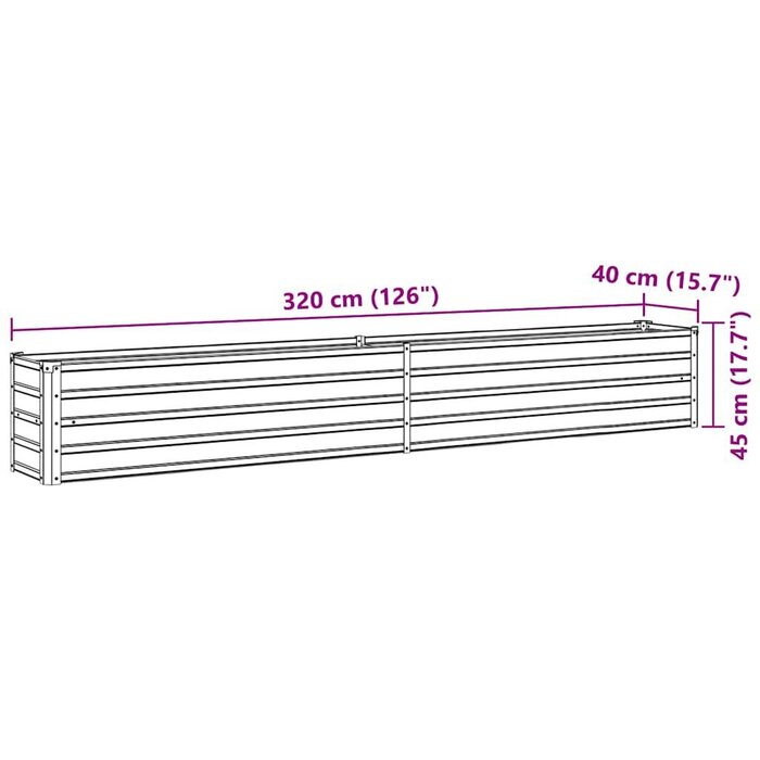 Bac à fleurs surélevé 320x40x45cm anthracite - 34% de remise