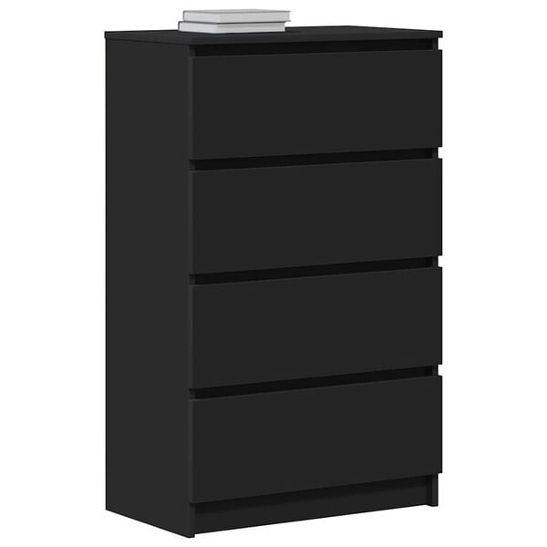 Commode 4 tiroirs noire 60x35x98,5 cm - 34% de remise