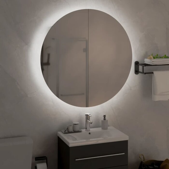 Armoire de salle de bain avec miroir LED - Aspect chêne - 30% de remise