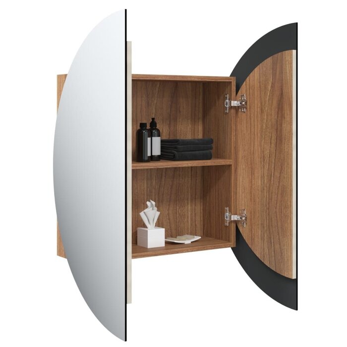 Armoire de salle de bain avec miroir LED - Aspect chêne - 30% de remise
