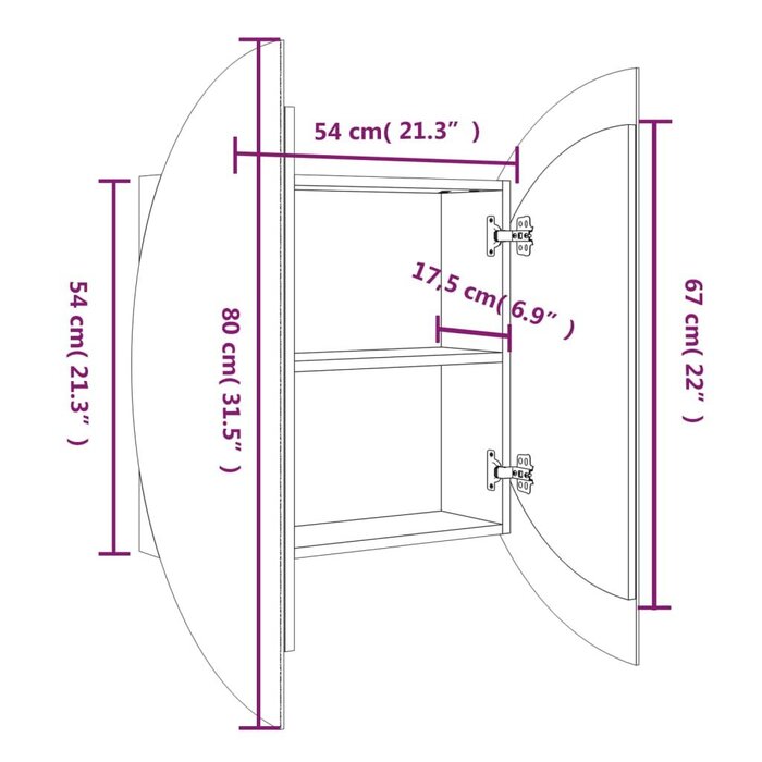 Armoire de salle de bain avec miroir LED - Aspect chêne - 30% de remise