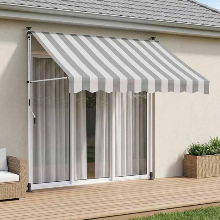 Store banne manuel 150 cm anthracite et blanc - 34% de remise
