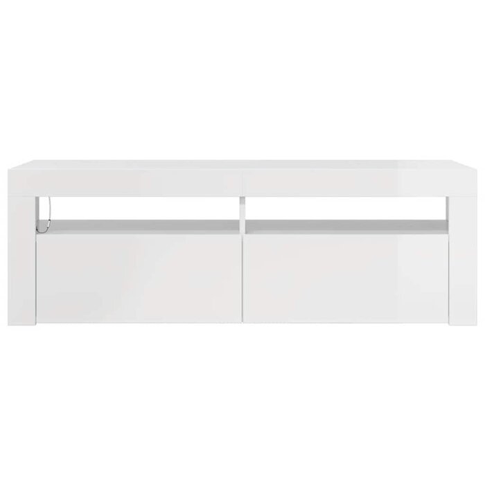 Meuble TV LED 120 cm Blanc Brillant - 34% de remise
