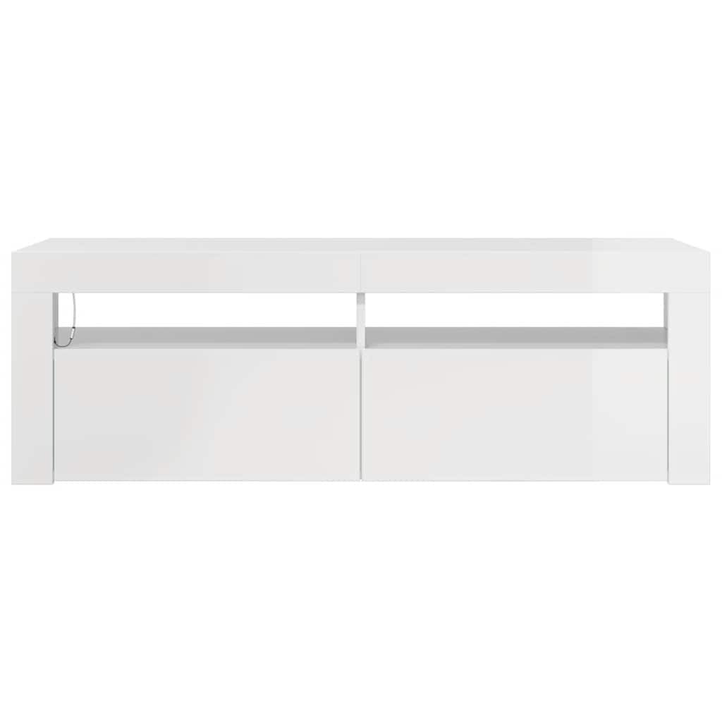 Meuble TV LED 120 cm Blanc Brillant - 34% de remise