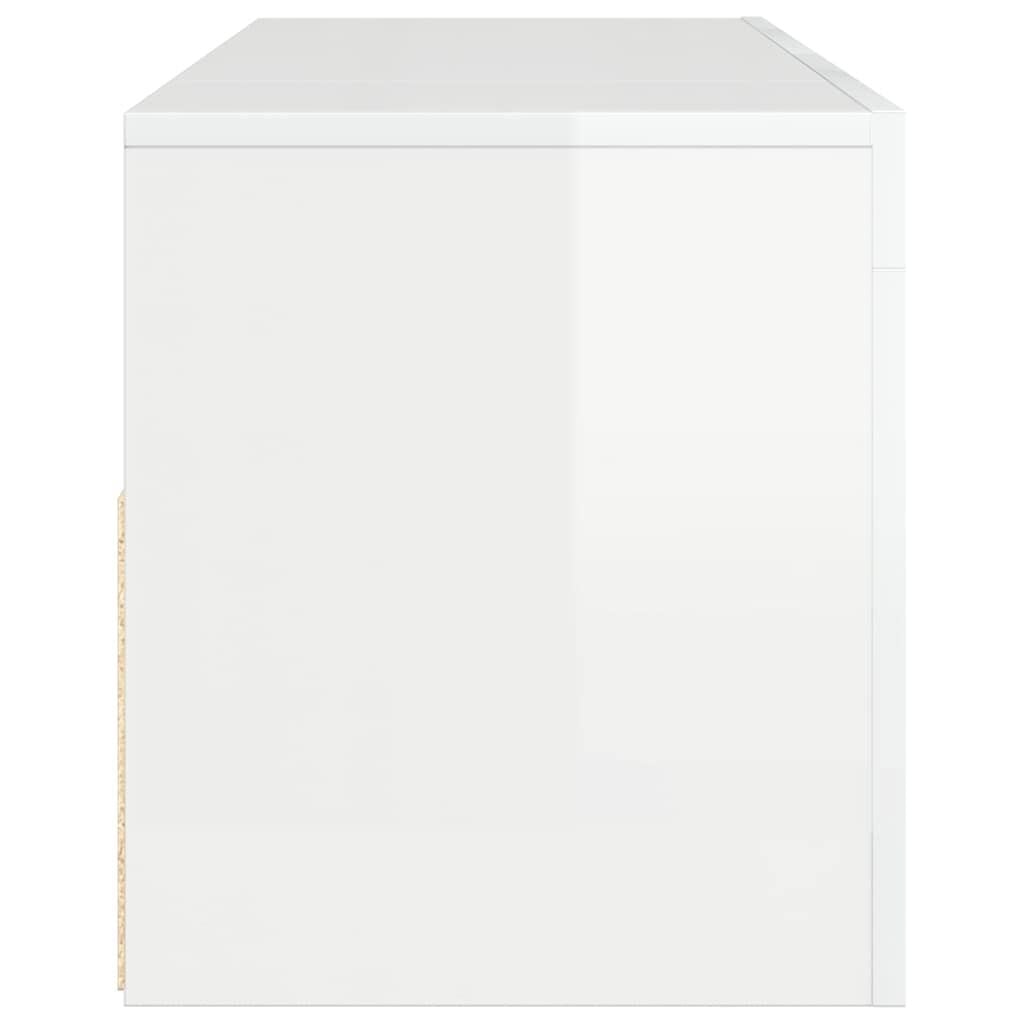 Meuble TV LED 120 cm Blanc Brillant - 34% de remise