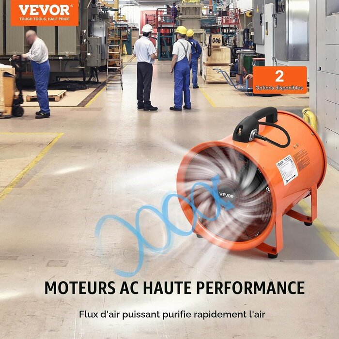 Ventilateur industriel 900W 16" avec flexible 10m - 35% de remise