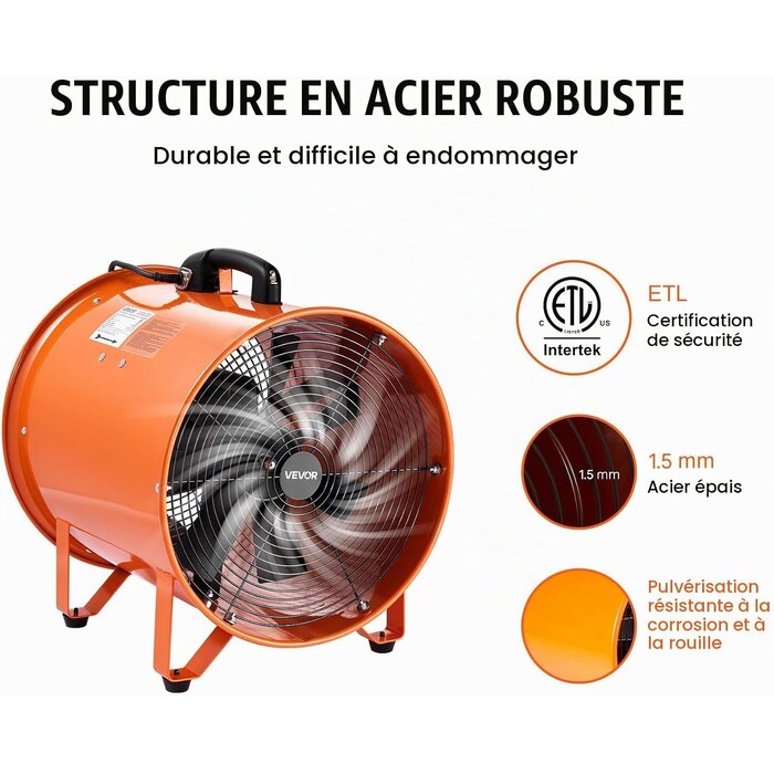 Ventilateur industriel 900W 16" avec flexible 10m - 35% de remise