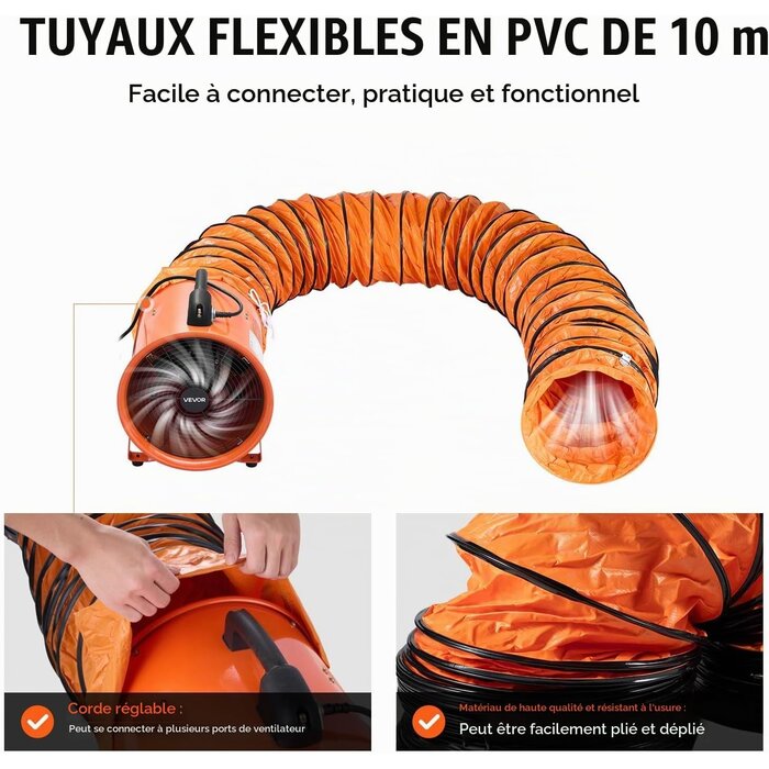 Ventilateur industriel 900W 16" avec flexible 10m - 35% de remise