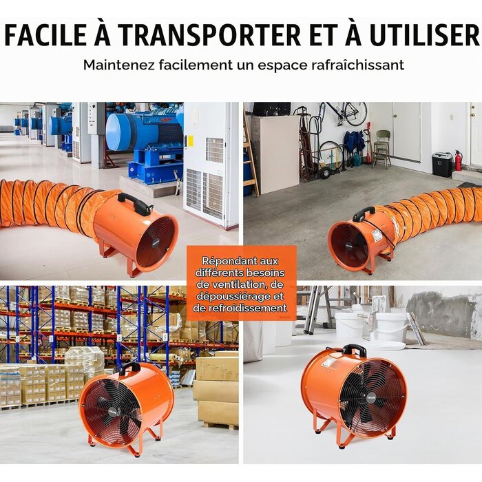 Ventilateur industriel 900W 16" avec flexible 10m - 35% de remise